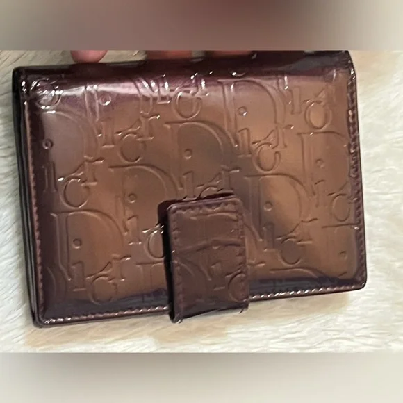 Dior Dark Maroon Embossed Leather Bifold wallet - Picture 5 of 11